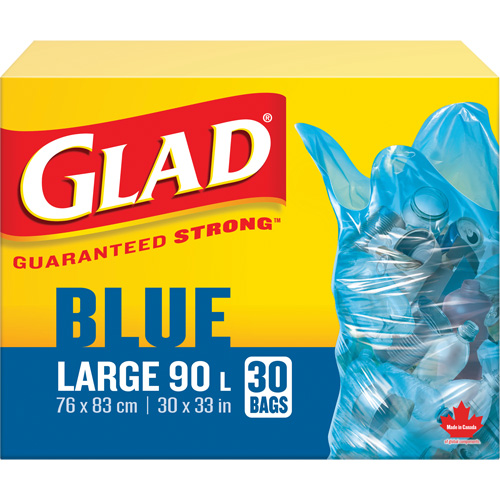 90L Recycling Bags, Regular, 30" W x 33" L, Blue Les Distributions ICE
