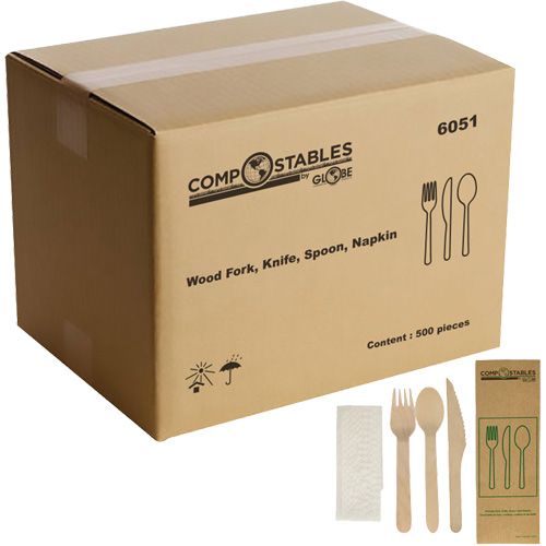 Wood Cutlery Set in Paper Bag Les Distributions ICE