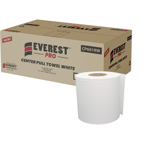 Essuie-mains en papier blanc, 1 pli, D&eacute;rouler par le centre Les Distributions ICE
