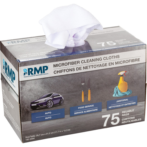 Washable Cleaning Cloths, Microfibre, White Les Distributions ICE