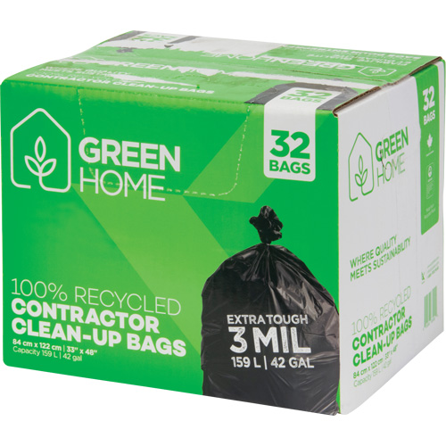 Green Home Garbage Bags, Strong, 33" W x 48" L, 3 mils, Black, 159 L (42 Gal.) Capacity Les Distributions ICE
