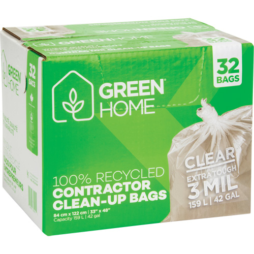Green Home Garbage Bags, Strong, 33" W x 48" L, 3 mils, Clear, 159 L (42 Gal.) Capacity Les Distributions ICE