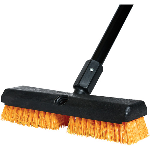 Brosse de nettoyage avec manche, 10" l, Soies Polypropyl&egrave;ne, Noir/Rouge Les Distributions ICE