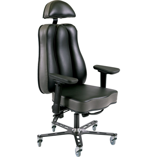 Chaise ergonomique 24 h Synergo II, Vinyle, Noir/gris, Capacit&eacute; 350 lb Les Distributions ICE