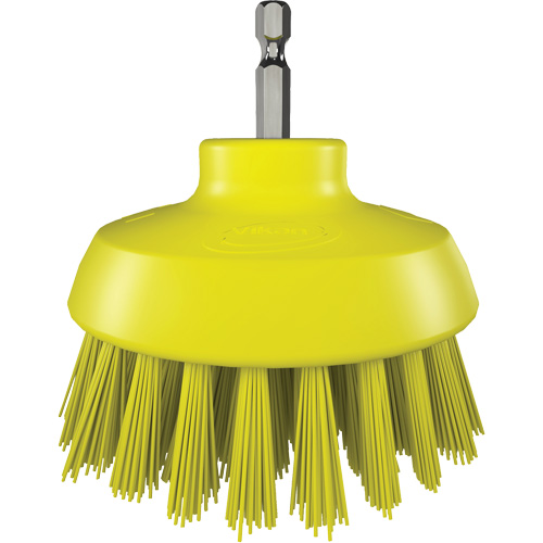 HyDrive Round Drill Brush, Extra Stiff Bristles, 3-1/10" Long, Yellow Les Distributions ICE