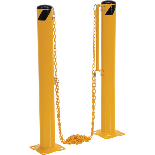 Dock Chain Barrier Bollard System, Steel, 42" H x 6-5/8" W, Yellow Les Distributions ICE