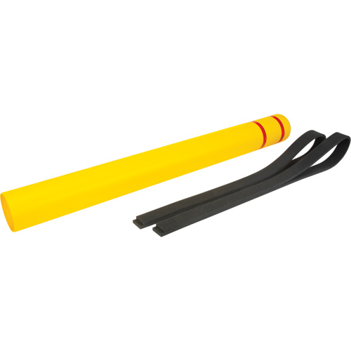 Capuchon en poly&eacute;thyl&egrave;ne pour borne de protection, 4-1/2" dia. x 52" l, Rouge/Jaune Les Distributions ICE
