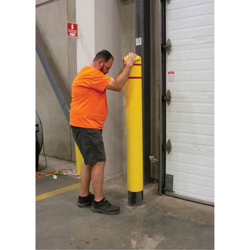 Capuchon en poly&eacute;thyl&egrave;ne pour borne de protection, 4-1/2" dia. x 64" l, Rouge/Jaune Les Distributions ICE