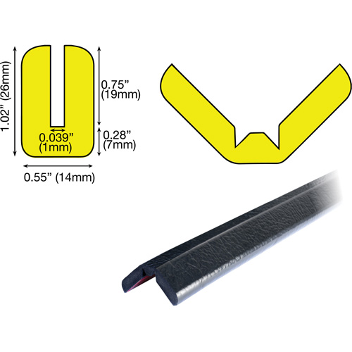 Butoir de protection de rebords mod&egrave;le W 1M, Longueur 3,25' (0,99 m) Les Distributions ICE