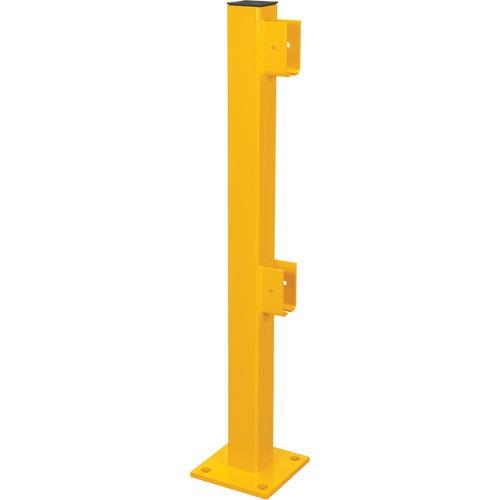 Poteau d'extr&eacute;mit&eacute; pour garde-corps l&eacute;gers, Acier, 42" h, Jaune s&eacute;curit&eacute; OSHA Les Distributions ICE