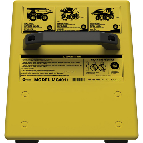 Checkers Safety Heavy-Duty Ultra Class Mining Wheel Chock without Bracket, HDPE, Yellow, 14-1/2" W x 17-1/2" D x 16" H Les Distributions ICE