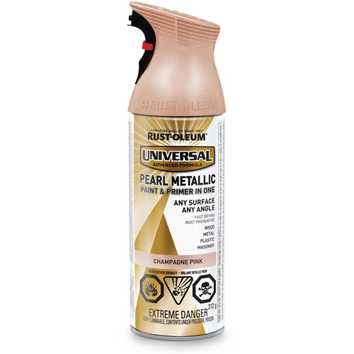 Couche de fond et rev&ecirc;tement perl&eacute; &agrave; vaporiser Universal, Rose champagne, M&eacute;tallique, Canette a&eacute;rosol Les Distributions ICE