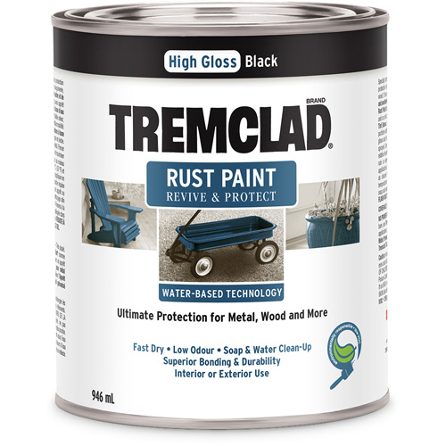 Peinture antirouille &agrave; base d'eau Tremclad, 946 ml, Canette, Noir Les Distributions ICE