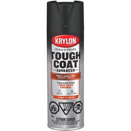 Peinture industrielle &agrave; chaleur &eacute;lev&eacute;e Tough Coat Advanced, Noir haute temp&eacute;rature, Fini mat profond, 425 g, Canette a&eacute;rosol Les Distributions ICE