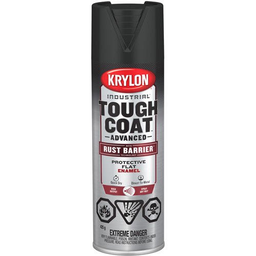 Peinture Tough Coat avec technologie Rust Barrier, Noir, Fini mat profond/Mat, 425 g, Canette a&eacute;rosol Les Distributions ICE
