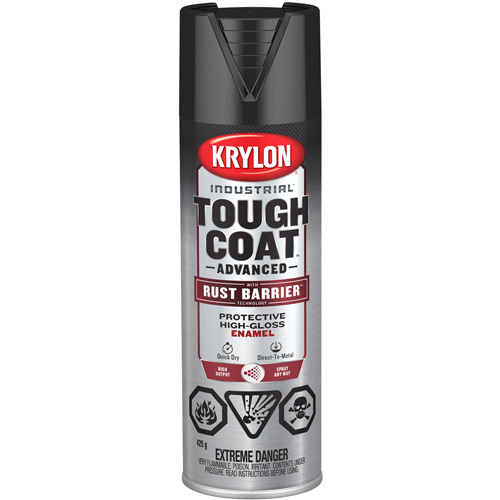 Peinture Tough Coat avec technologie Rust Barrier, Noir, Tr&egrave;s brillant, 425 g, Canette a&eacute;rosol Les Distributions ICE