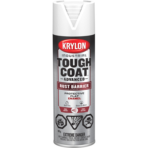 Peinture Tough Coat avec technologie Rust Barrier, Blanc, Fini mat profond, 425 g, Canette a&eacute;rosol Les Distributions ICE