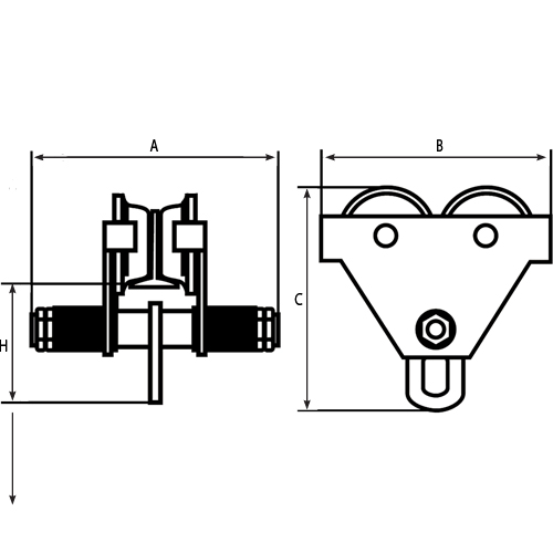 Adjustable Trolleys, 1000 lbs. (0.5 tons) Les Distributions ICE