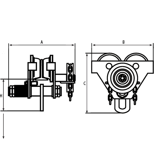 Adjustable Trolleys, 1000 lbs. (0.5 tons) Capacity, 2-11/16" - 5-1/4" Les Distributions ICE