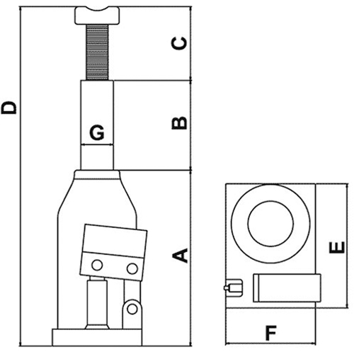 Bottle Jack, 2 tons, 12" Raised Height Les Distributions ICE