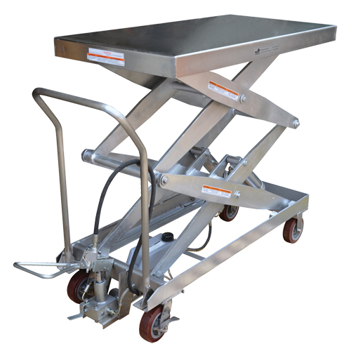 Pneumatic Hydraulic Scissor Lift Table, Stainless Steel, 47-1/4" L x 24" W, 1500 lbs. Cap. Les Distributions ICE