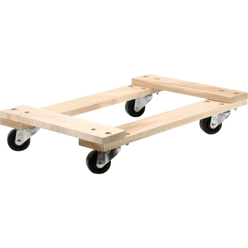 Chariots en Bois Franc - usage moyen, Roues en Polyol&eacute;fine, Capacit&eacute; de 900 lb, 18" la x 30" p x 7" h Les Distributions ICE