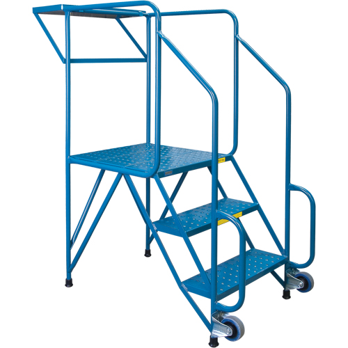 Mechanics/Maintenance Rolling Ladder, Steel, 3 Steps, 28" Platform Height Les Distributions ICE