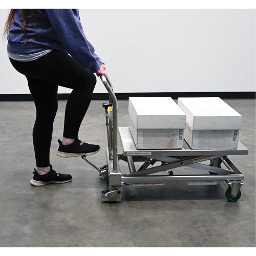 Hydraulic Scissor Lift Table, 31-1/2" L x 19-1/2" W, Stainless Steel, 550 lbs. Capacity Les Distributions ICE