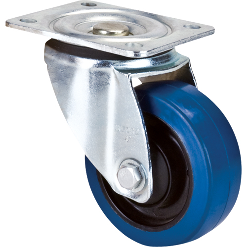 Roulette bleue, Pivotant, 4" (101,6 mm), Caoutchouc, 350 lb (158,8 kg) Les Distributions ICE
