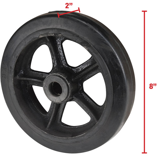 Mold-On Rubber Wheel, 8" (203 mm) Dia. x 2" (51 mm) W, 400 lbs. (181 kg.) Capacity Les Distributions ICE