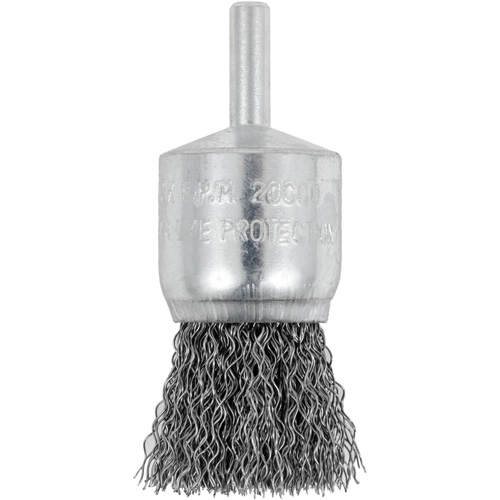Brosse coupelle sertie mont&eacute;e sur tige, 1", Fils 0,012", Tige 1/4" Les Distributions ICE
