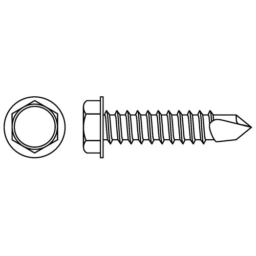 Self Drill Hex Washer, 1/4" x 3/4" L, Stainless Steel Les Distributions ICE