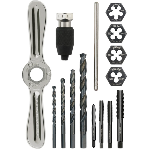 Tap and Die Set with Hex-Lok 2-in-1 Handle, 15 Pieces Les Distributions ICE