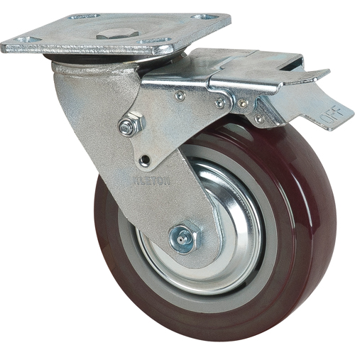 Caster, Swivel with Brake, 6" (152.4 mm), Polyurethane, 850 lbs. (385 kg.) Les Distributions ICE
