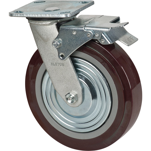 Caster, Swivel with Brake, 8" (203.2 mm), Polyurethane, 1000 lbs. (453.6 kg.) Les Distributions ICE