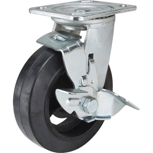 Roulette moul&eacute;, Pivotant avec frein, 6" (152,4 mm), Caoutchouc, 550 lb (249 kg) Les Distributions ICE