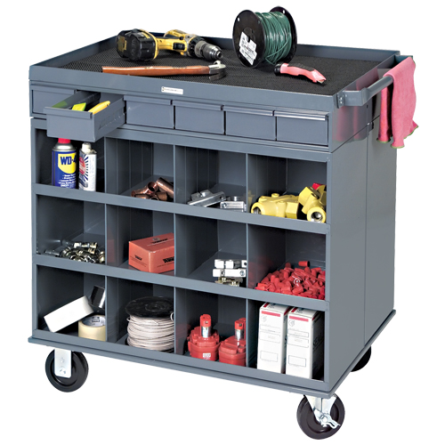 Heavy-Duty Two-Sided Mobile Work Station, 1200 lbs. Capacity, Steel, 34" x W, 34" x H, 24" D, All-Welded, 6 Drawers Les Distributions ICE