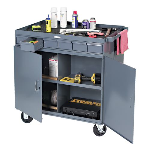 Heavy-Duty Two-Sided Mobile Work Station, 1200 lbs. Capacity, Steel, 34" x W, 34" x H, 24" D, All-Welded, 6 Drawers Les Distributions ICE
