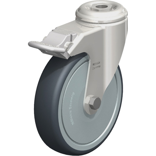 Stainless Steel Thermoplastic Elastomer Caster, Swivel with Brake, 5" (127 mm) Dia., 265 lbs. (120 kg.) Capacity Les Distributions ICE
