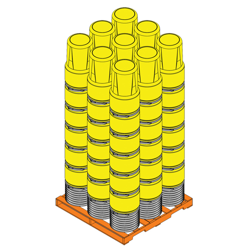 Baril emboîtable en poly&eacute;thyl&egrave;ne, 14 gal. US (11,7 gal. imp.), Dessus ouvert, Jaune Les Distributions ICE