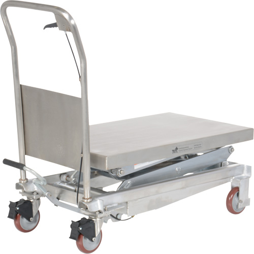 Manual Hydraulic Scissor Lift Table, 35-1/2" L x 20" W, Partial Stainless Steel, 800 lbs. Capacity Les Distributions ICE