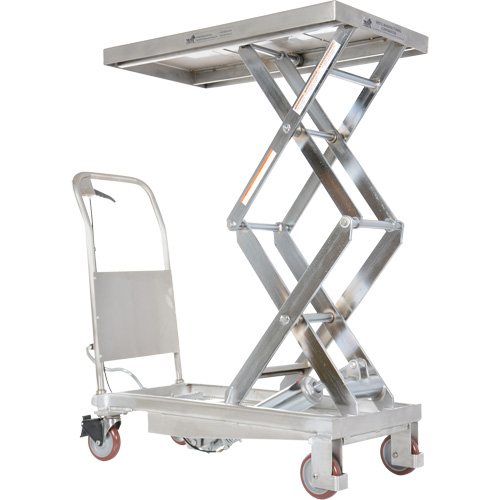 Manual Hydraulic Scissor Lift Table, 35-1/2" L x 20" W, Partial Stainless Steel, 800 lbs. Capacity Les Distributions ICE