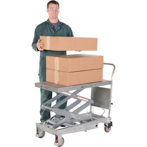 Manual Hydraulic Scissor Lift Table, 35-1/2" L x 20" W, Partial Stainless Steel, 800 lbs. Capacity Les Distributions ICE