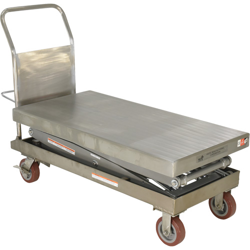 Manual Hydraulic Scissor Lift Table, 47-1/2" L x 24" W, Partial Stainless Steel, 1500 lbs. Capacity Les Distributions ICE