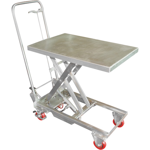 Manual Hydraulic Scissor Lift Table, 27-1/2" L x 17-3/4" W, Stainless Steel, 200 lbs. Capacity Les Distributions ICE