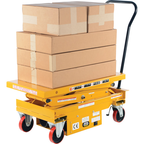 DC Powered Hydraulic Scissor Lift Elevating Cart, Steel, 39-3/4" L x 20-1/2" W, 1000 lbs. Capacity Les Distributions ICE