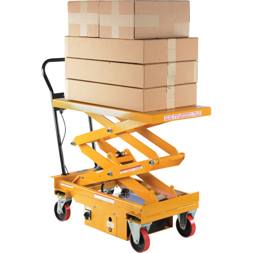 DC Powered Hydraulic Scissor Lift Elevating Cart, Steel, 39-3/4" L x 20-1/2" W, 1000 lbs. Capacity Les Distributions ICE