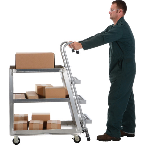 Chariot de pr&eacute;l&egrave;vement de stock, Aluminium, 21-7/8" la x 40" p, 3 tablettes, Capacit&eacute; 660 lb Les Distributions ICE