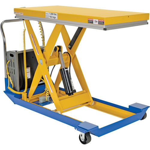 DC Powered & Manual Scissor Lift Table, Steel, 48" L x 24" W, 1000 lbs. Capacity Les Distributions ICE