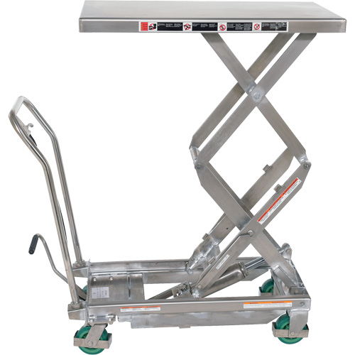 Table &eacute;l&eacute;vatrice hydraulique manuelle &agrave; ciseaux, 36-1/4" lo x 19-3/8" la, Acier inoxydable, Capacit&eacute; 600 lb Les Distributions ICE